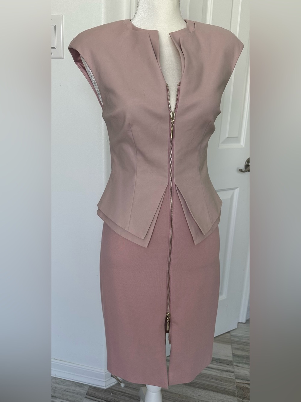 Ted Baker Dusty Rose Zip-Front Pencil Dress/One Piece Suit